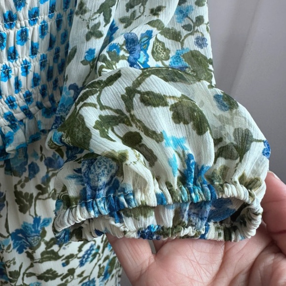 Taylor Blue and White Floral Long Sleeve Dress - Picture 4 of 11